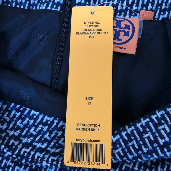 Tory Burch Darren blue & white tweed pencil skirt - Picture 6 of 8
